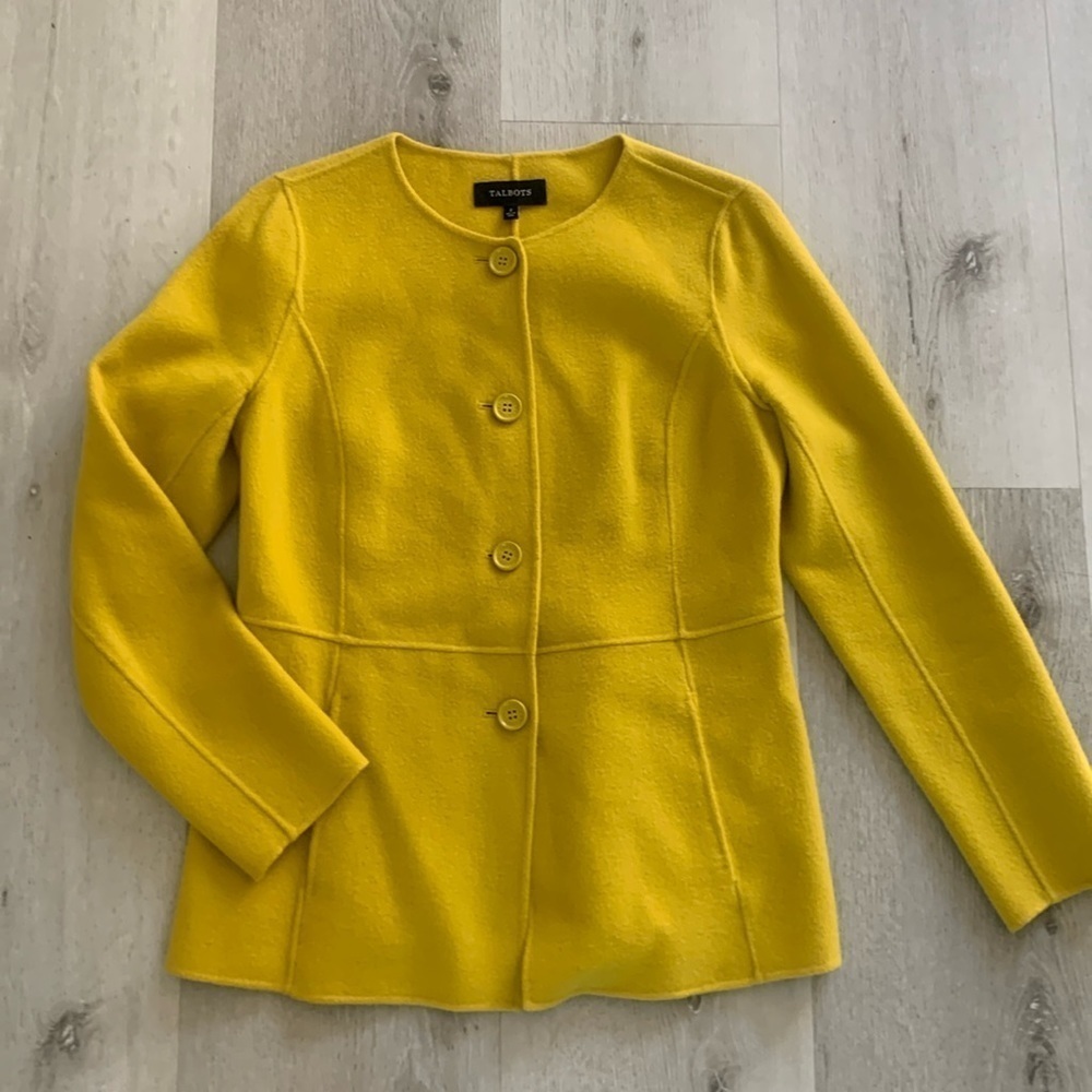 Talbots size 2 mustard wool jacket blazer soft classic elegant buttons